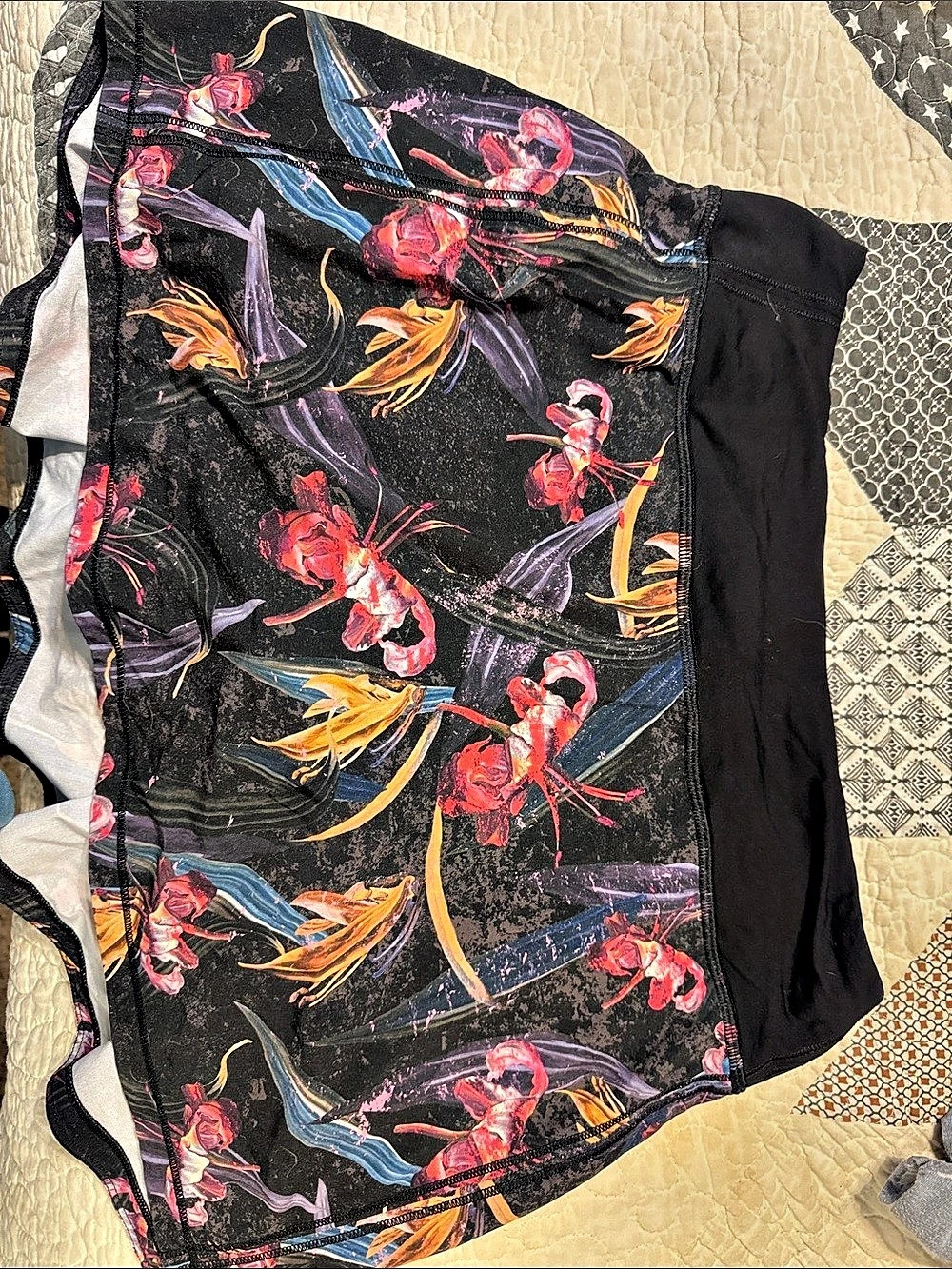 lululemon Floral Athletic Shorts in Black & Red
